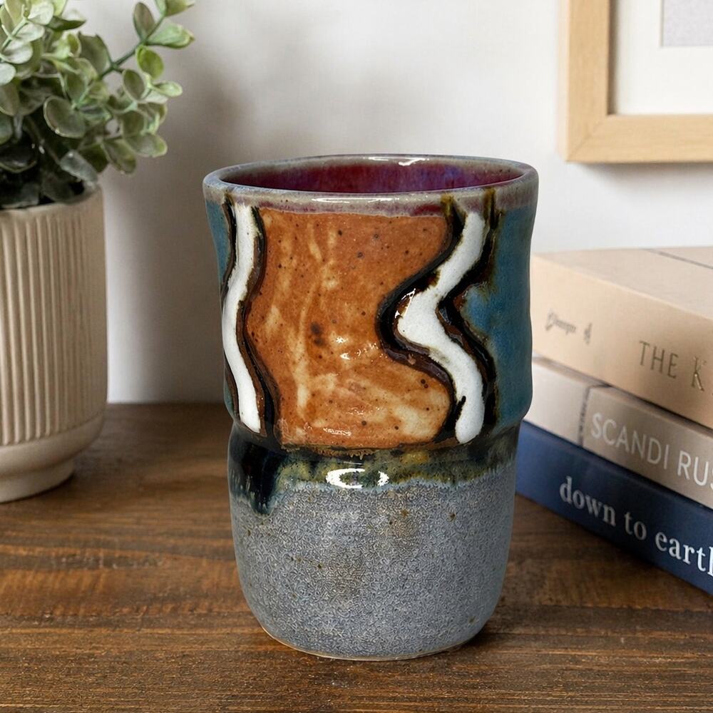 Handmade Studio Pottery Cup Bud Vase Signed Kelly Hask Artisan Ceramic Cup